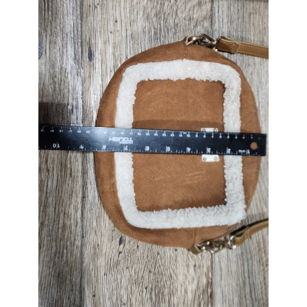 Bearpaw Faux Suede leather Sherpa fur Trim Crossbody Camera Bag - Purse